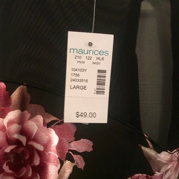 Black floral dress with sheer neckline. - Picture 3 of 4